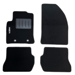 Kit 4 Tapis de sol Auto pour FORD FIESTA de 2005 à 2008, sigle fiesta, moquette noire, Neuf