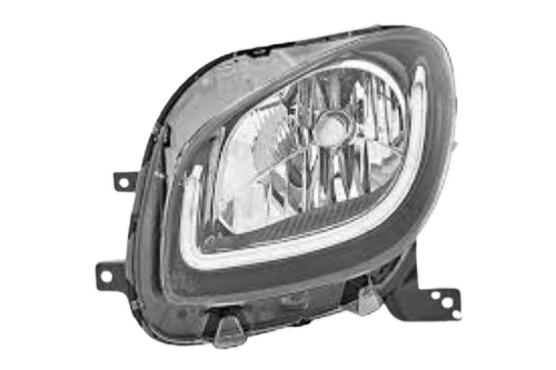 Phare gauche pour SMART FORTWO 2014-2019,avec feu de jour H4 à LED, fond noir, unité de contrôle, registre, Neuf