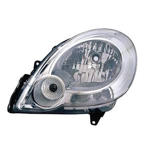 Phare Optique avant gauche pour RENAULT KANGOO II phase 1, 2008-2013, H4, chromé, Neuf