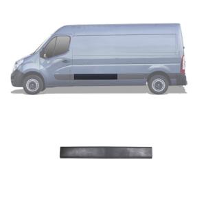 Moulure baguette centrale sur porte latérale gauche pour RENAULT MASTER III phase 2, 2014-2019, châssis moyen/long, Noire, Neuve