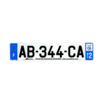 Plaque d'immatriculation AUTO LOGO PUBLICITE AURELIACAR en plexiglas homologuée 52x11cm
