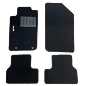 Kit 4 Tapis de sol Auto pour PEUGEOT 206CC de 2000 à 2007, avec sigle 206, avec CLIPS, Neuf