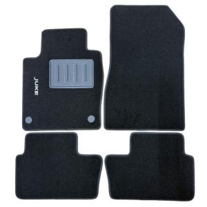 Kit 4 Tapis de sol Auto pour NISSAN JUKE II, depuis 2019, avec sigle JUKE, moquette noire, avec CLIPS, Neuf