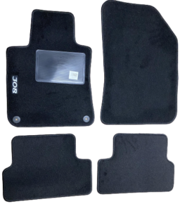 Kit 4 Tapis de sol Auto pour PEUGEOT 308 de 2013 à 2017, avec sigle 308, moquette noire, avec CLIPS, Neuf