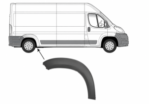 Embout - Tour d'aile arrière droite pour FIAT DUCATO III phase 2, 2014-2023, mod. 250, grise foncée, Neuf