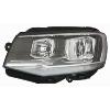 Phare Optique avant gauche pour VOLKSWAGEN TRANSPORTER T6 phase 1, 2015-2019, fond noir, profil chromé, H7+H7, avec moteur, Neuf