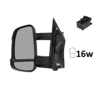 Rétroviseur gauche manuel pour CITROËN JUMPER II phase 2 2014-2023, bras moyen, feu clignotant orange (16W), Neuf