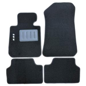 Kit 4 Tapis de sol Auto pour BMW SERIE 1 E81-E87-E87N, 2004-2011, avec sigle BMW, moquette noire, avec CLIPS, Neuf