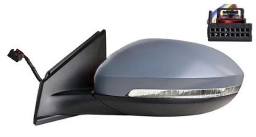 Rétroviseur droit électrique pour VOLKSWAGEN TAIGO depuis 09/2021, dégivrant, rabattable électriquement, avec feu LED, éclairage de courtoisie, 9 pin, coque à peindre, Neuf