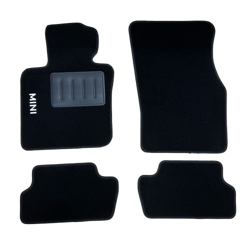 Kit 4 Tapis de sol Auto pour MINI ONE/COOPER F56, 2014-2024, modèle 3 portes, avec sigle MINI, moquette noire, Neuf