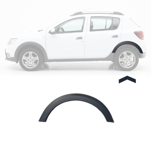 Embout - Tour d'aile arrière gauche pour DACIA SANDERO STEPWAY III phase 1 depuis 2021, noir gaufré, Neuf