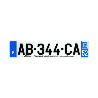 Plaque d'immatriculation AUTO LOGO PUBLICITE AURELIACAR en plexiglas homologuée 52x11cm