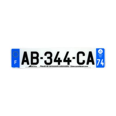 Plaque d'immatriculation AUTO LOGO PUBLICITE AURELIACAR en plexiglas homologuée 52x11cm