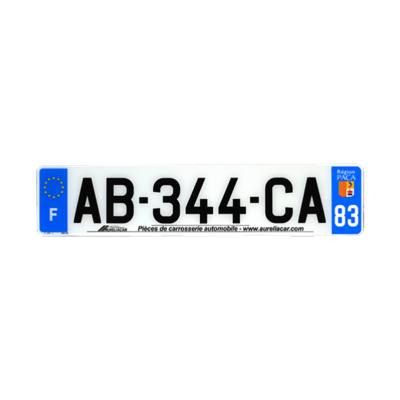 Plaque d'immatriculation AUTO LOGO PUBLICITE AURELIACAR en plexiglas homologuée 52x11cm
