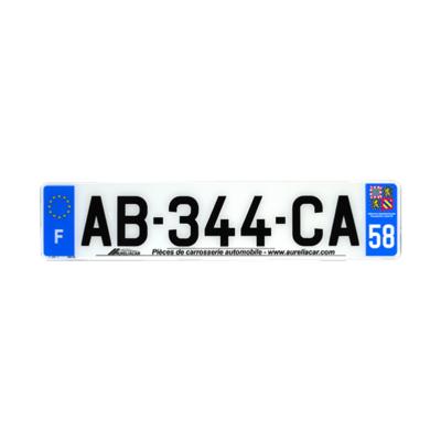 Plaque d'immatriculation AUTO LOGO PUBLICITE AURELIACAR en plexiglas homologuée 52x11cm