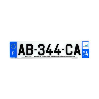 Plaque d'immatriculation AUTO LOGO PUBLICITE AURELIACAR en plexiglas homologuée 52x11cm