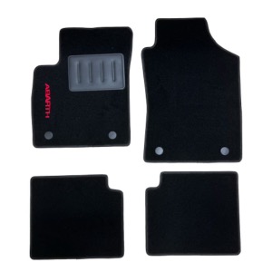 Kit 4 Tapis de sol Auto pour ABARTH 500, 595-695 depuis 2008, avec sigle ABARTH, moquette noire et clips, Neuf