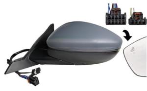 Rétroviseur gauche pour FIAT SEICENTO depuis 2023, électrique, dégivrant, rabattable, avec feu clignotant et de courtoisie, BLIS, convexe, 10+2 PIN, Neuf à peindre