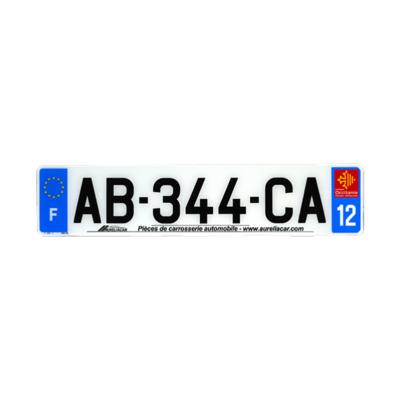 Plaque d'immatriculation AUTO LOGO PUBLICITE AURELIACAR en plexiglas homologuée 52x11cm