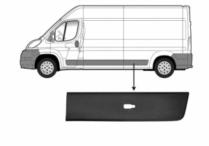 Moulure latérale de porte arrière gauche pour CITROËN JUMPER II 2006-2023, avec clips, noire gaufrée, avec trou pour feu, version empattement extra long, Neuve