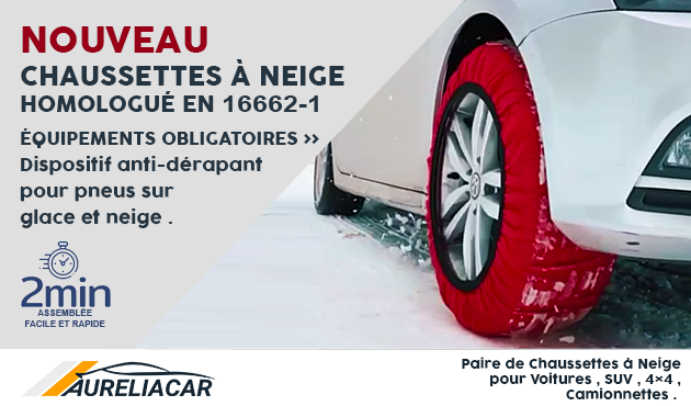 Paire de Chaussettes à Neige pour Voitures , SUV , 4×4 , Camionnettes . Dispositif anti-dérapant pour pneus sur glace et neige .